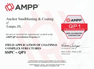 Anchor Sandblasting is an SSPC QP1 Field Accredited contractor in Tampa, FL. 